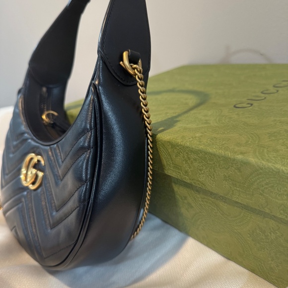 Gucci GG Marmont Half-Moon Mini Bag – Black (Like New, Full Set) - Picture 7 of 12
